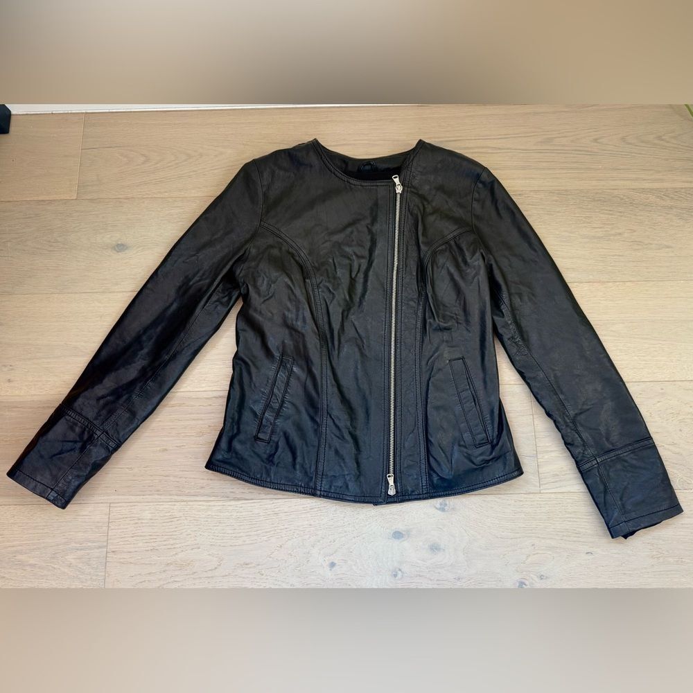 DOMENICO VACCA Black Luxury Italian Leather Women's Jacket IT44/8-10 $2.5k